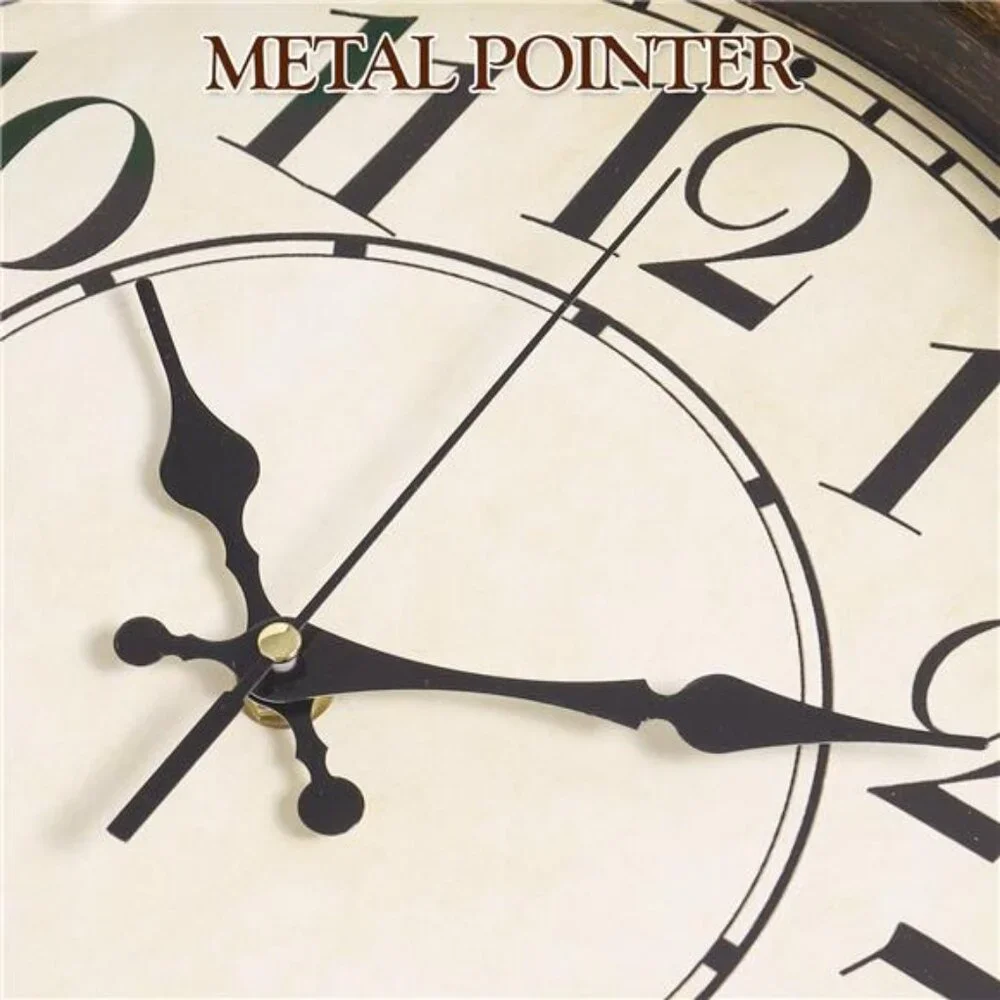 Retro Silent 14 Inch Wall Clock Non Ticking, Rustic Vintage Clock Quartz